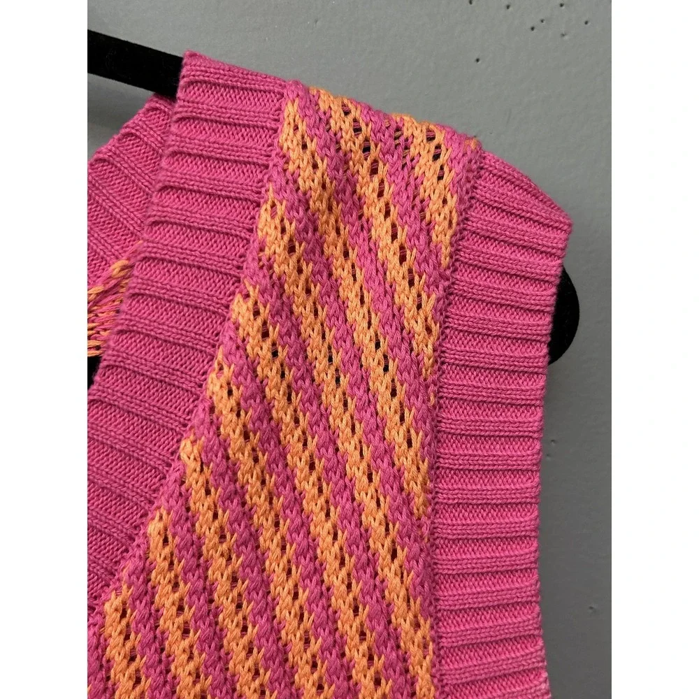 Fate Sweater Vest & Skirt Set‎ Womens Small Pink Orange Knit Chevron V Neck Mini